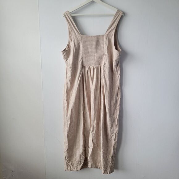 old navy women's fit & flare linen blend midi dress size XL minimalist - Picture 2 of 7